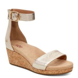 UGG Women's Metallic Taupe Ankle Strap Sandals size 10
